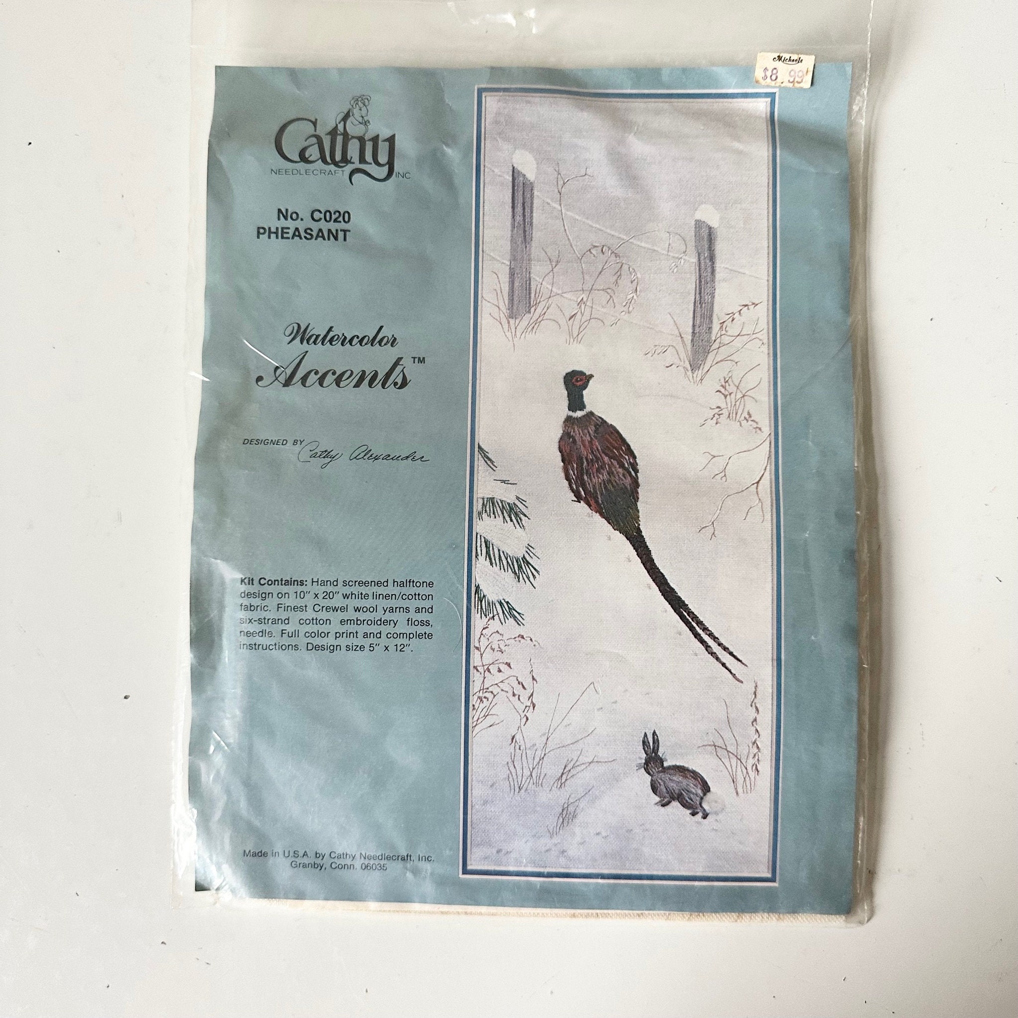 Kit De Broderie Vintage Cathy Needlecraft – April Showers, Motif Lapin