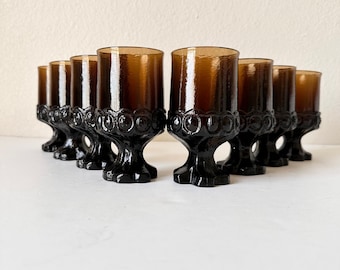 Vintage Brown Wine Glasses - Set of 8 - Mid Century Franciscan Madeira Stemware