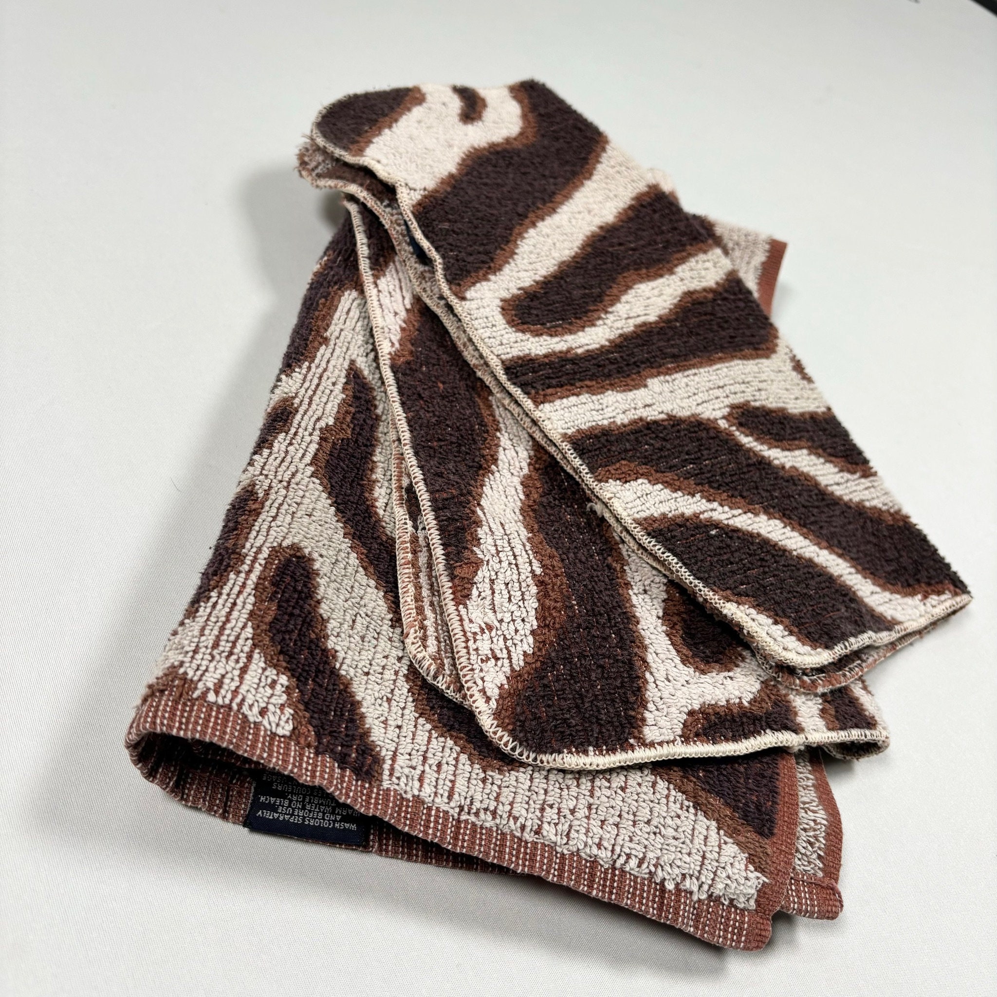 3 - Vintage Ralph Lauren Zebra Print Hand Towel and Washcloths Set