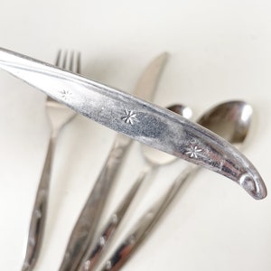 Vintage Ekco Eterna Atomic Starburst Silverware, Mid Century Modern Stainless Steel Flatware, Retro 8 point Star Silverware - Your Choice