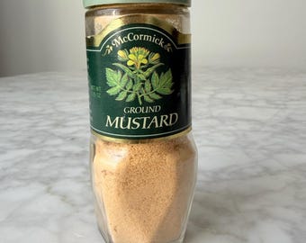 Vintage GROUND MUSTARD McCormick Spice Jar - McCormick Glass Spice Bottles