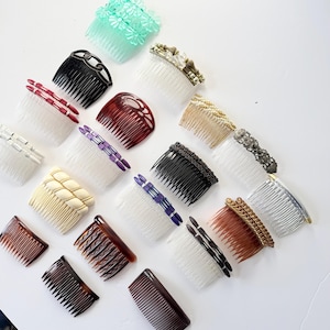 Vintage Hair Combs - 1980s Hair Accessories - French Side Combs - Tortoise Shell