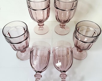 Vintage Pink Goblets - Set of 6 - Libbey Duratuff Gilbraltar Pink Iced Tea Glasses 14 oz