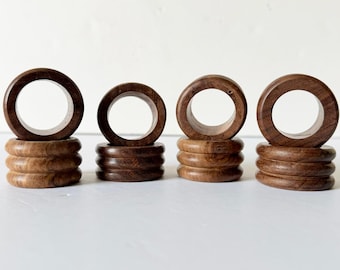 Vintage Wooden Napkin Rings - Set of 8