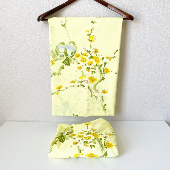 Vintage Twin Size Sheet Set Yellow Floral Morgan Jones 
