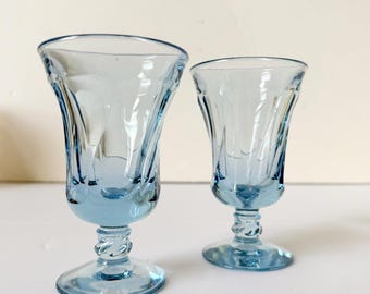 Mid Century Blue Swirl Juice Glasses - Set of 8 - FOSTORIA Jamestown BLUE Juice Glass