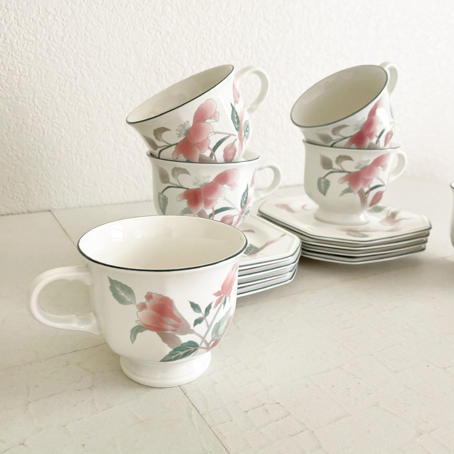 Set of 6 Mikasa Continental Silk Flowers Cups and Saucers Etsy