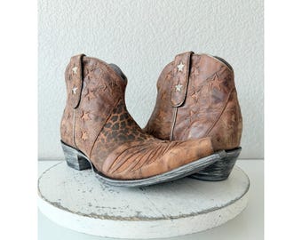 Old Gringo STELLETTA Short Cowboy Boots - Womens 11 - Brown Leather - Snip Toe Ankle