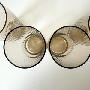Set of 4 Vintage Brown Tumblers 16oz - Mid Century Brown Glassware Swirl Pattern image 5