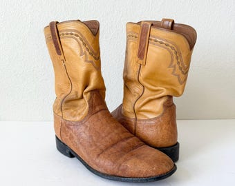 Stivali da cowboy Lucchese marrone chiaro da uomo 9.5 D - Stivali western in pelle esotica vintage