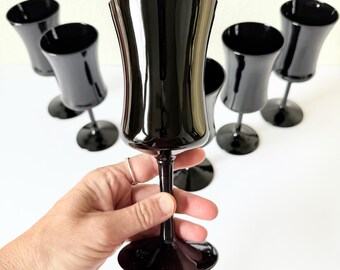 Vintage Black Wine Glasses - Set of 6 – Mid Century Black Stemware