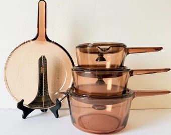 Set of 7 Corning Vision Amber GladdCookware Set with Lids - Tempered Glass Cookware