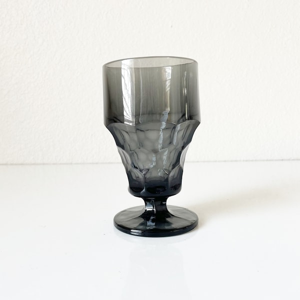 1 - Vintage Viking GEORGIAN Black Footed Tumbler 9oz, Smoke Gray Honeycomb Glassware, Mid Century Modern Stemware Drinkware, 70s Barware