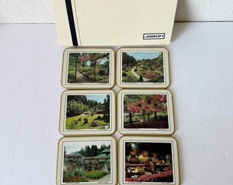 Vintage Drink Coasters - Set of 6 - Butchart Gardens Pictures