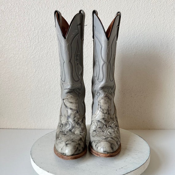 Vintage Gray Women's Tall Cowboy Boots Size 8.5, … - image 6