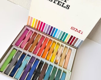 Vintage SMI Artist Soft Pastels Set of 24 - Square Pastel Sticks with Box
