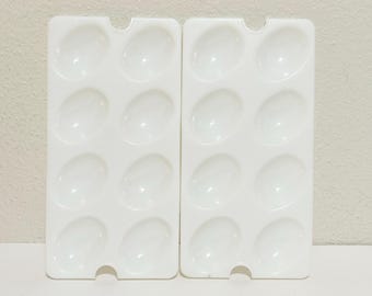 Set of 2 Tupperware Deviled Egg Keeper Insert Trays - Replacement White Trays #665