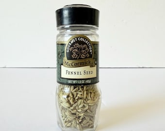 Vintage FENNEL SEED McCormick Spice Jar - McCormick Glass Spice Bottles - 90's Gourmet Collection
