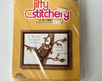 Vintage Needlepoint Kit - 5x7 Frame - 70s Needlepoint Design - Koala Bear