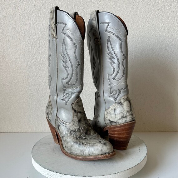 Vintage Gray Women's Tall Cowboy Boots Size 8.5, … - image 2