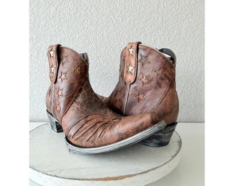 Old Gringo STELLETTA Short Cowboy Boots - Womens 11.5 - Brown Leather - Snip Toe Ankle