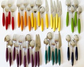 41 pc. Rare Fiesta Stainless Steel Flatware Set by HOMER LAUGHLIN Cambridge Silversmiths, Fiestaware cutlery, Vintage Fiesta Ware Silverware