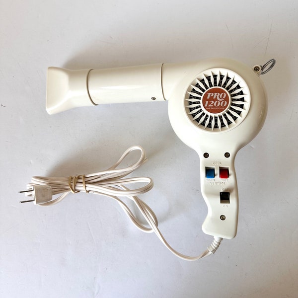 Vintage Pro 1200 Hair Dryer, 1980's Retro Hair Dryer, Hair Dresser Decor, Vintage Hair Dryer, Video of Tested and Working, Great Condition