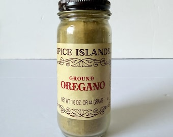 Vintage OREGANO Spice Island Spice Jars - Empty Spice Island Glass Spice Jars