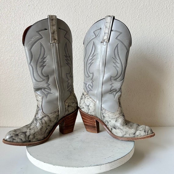 Vintage Gray Women's Tall Cowboy Boots Size 8.5, … - image 8