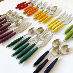 Rainbow Fiesta Stainless Steel Flatware Set by HOMER LAUGHLIN Cambridge Silversmiths, Fiestaware cutlery, Fiesta Ware Silverware Replacement