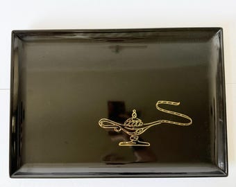 Mid Century Couroc of Monterey Serving Tray - Genie in a Bottle - Rectangle 15.5" x 10.75" -