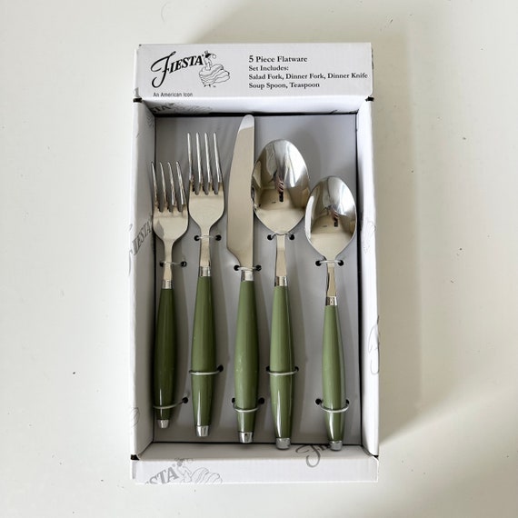 Sage 5 Pc Place Setting Fiesta Stainless Steel Flatware HOMER LAUGHLIN Cambridge Silversmiths Fiestaware Cutlery Silverware Replacement Etsy
