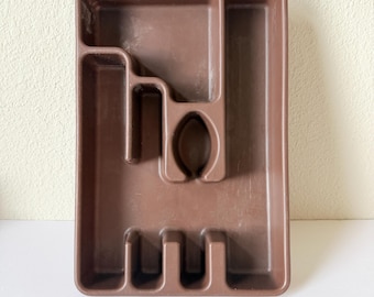 Vintage Rubbermaid Silverware Tray  2921 - 5 spots - Brown drawer Organizer