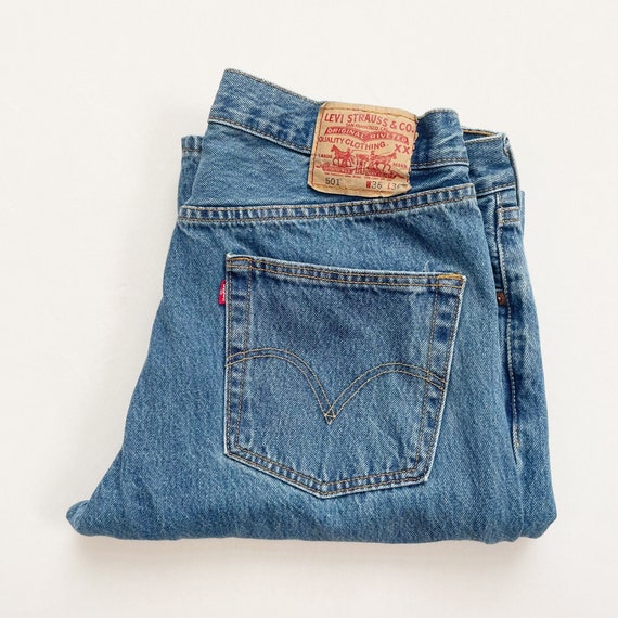 Buy Levis Men's 501 Blue Jeans 36x36 VTG Well Worn Levi Online in India