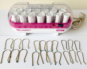 Vintage Hot Rollers  - Clairol Wavemaker Hair Curlers - 1980's Velvet Hair Rollers - Tested and Works