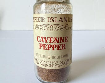 Vintage CAYENNE PEPPER Spice Island Glass Jar - Empty Spice Island Jars