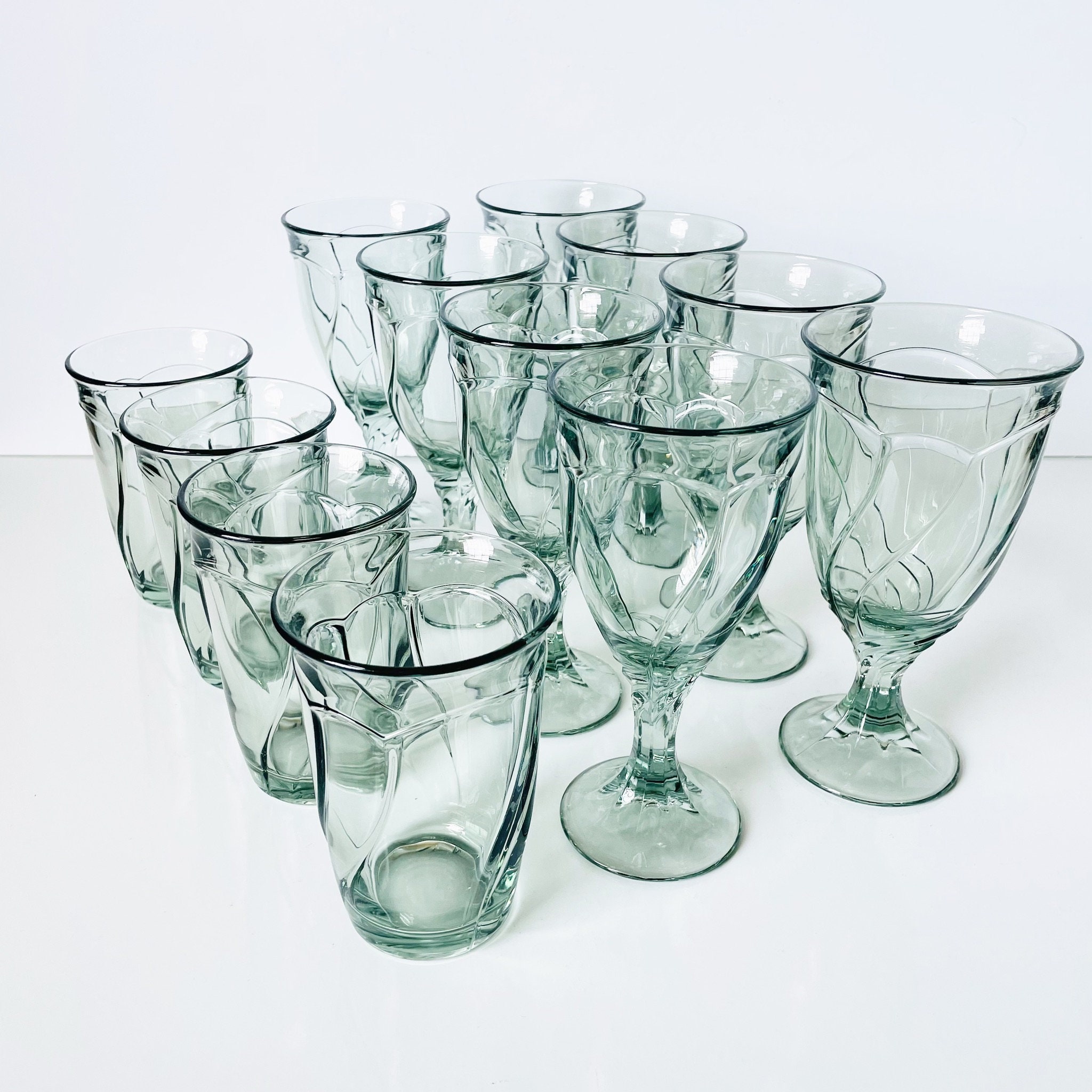 Set of 12 Vintage Glass Goblets Bulk 10 oz Multi Colored Stemware Wine  Glasses Crystal Stemmed Drink…See more Set of 12 Vintage Glass Goblets Bulk  10