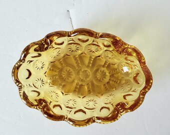 Vintage Amber Glass Trinket Catchall - Jewelry Dish - Ashtrays - LE Smith Moon and Stars Ashtray