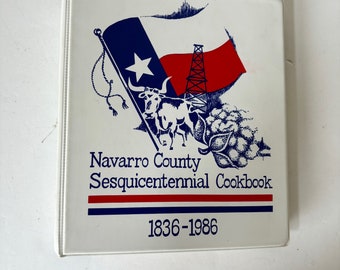 1986 Vintage Navarro County Sesquicentennial Kochbuch Spirale - Vintage Texas Kochbuch Hardcover Ringbuch - Toller Zustand