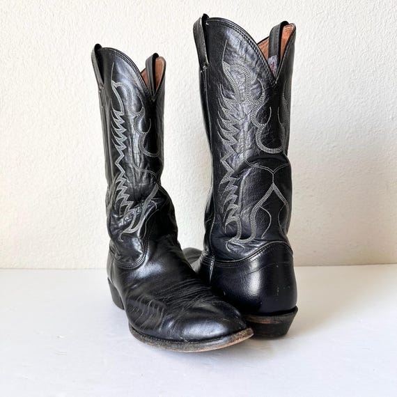 Bottes Cowboy Western Nocona USA – Cuir Noir, Homme, Taille US 10 (EU 43), Vintage