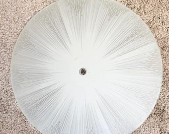 Vintage Round Glass Ceiling Light Cover - 14.5 Inch Round - White Starburst Pattern