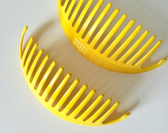 Vintage Clinch It Hair Combs - Yellow Cincher Banana Clip Ponytail Holder