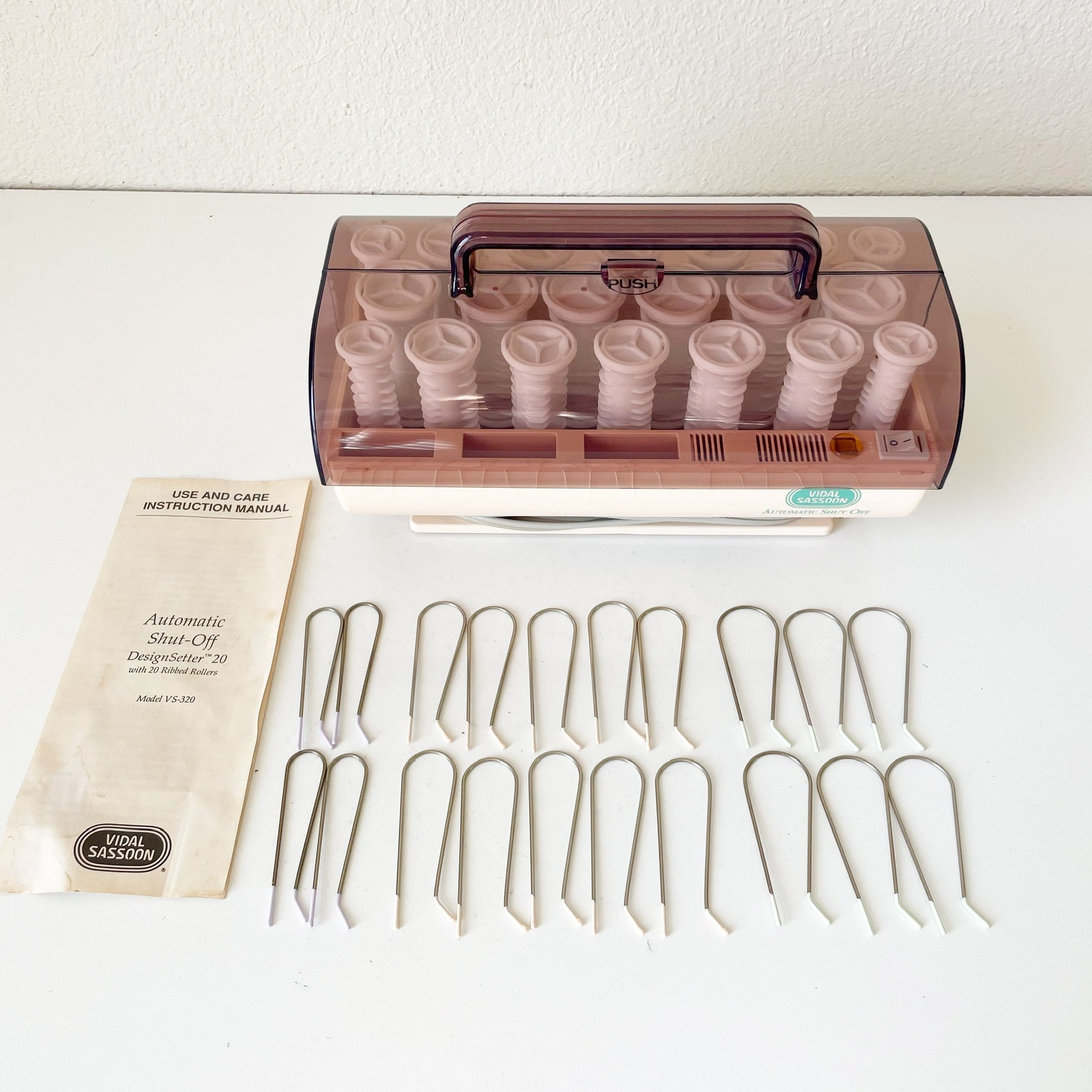 Vintage Vidal Sassoon Professional Hairsetter Plastic Hot Rollers VS-320,  1970s 1980s MCM Hair Curlers Pageant Big Hair Tested Complete Set