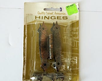 Vintage Pair National Lock Cabinet Door “H” Hinges - 3/8" Offset - 1970s Old Copper Hinges