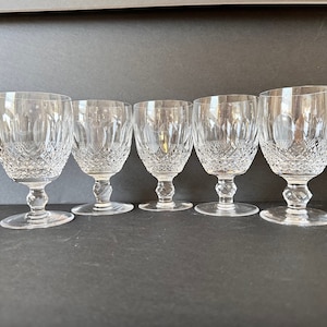 Set of 5 Waterford Crystal Colleen Water Goblets Set 8 oz - Clear Etched Waterford Crystal Glasses - Vintage Cut Glass Stemware