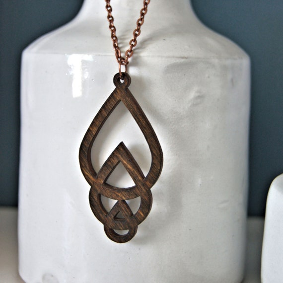 Triple Teardrop Pendant Laser Cut Wood Necklace - Laser Cut Wooden Pendants Triple Teardrop Pendant Laser Cut Wood Necklace - Laser Cut Wooden Pendants