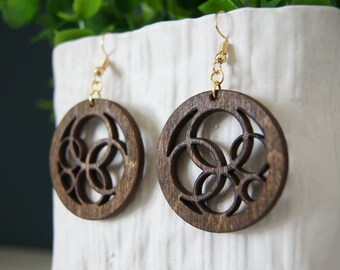 Bubbles wood earrings, laser cut earrings, bohemian earrings, wood earrings, circle earrings