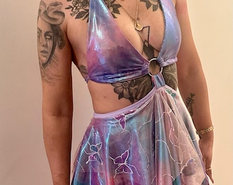 Kandi Queen festival outfit rave dress iridescent rave outfit clothing fairy dress