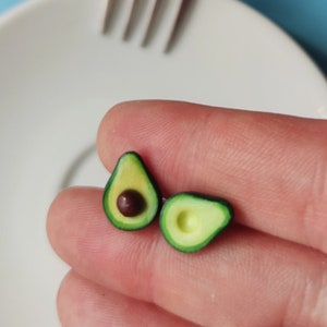 Avocado Earrings / Avocado Stud Earrings / Food Earrings / Mismatched Earrings / Avocado Gifts / Gifts For Avocado Lovers/ Kawaii Earrings