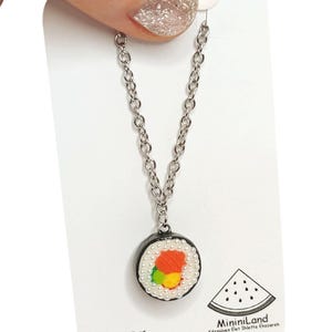 Sushi Necklace/Sushi Jewelry/Food Necklace/Sushi Roll Pendant Necklace/Kawaii Necklace/ Japanese Necklace/ Sushi With Pearl/Maki Sushi Gift
